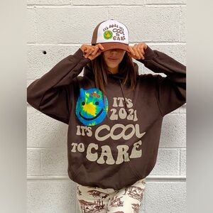 Lonely Ghost It’s 2021 It’s Cool To Care Pullover Hoodie Sweatshirt Size Medium